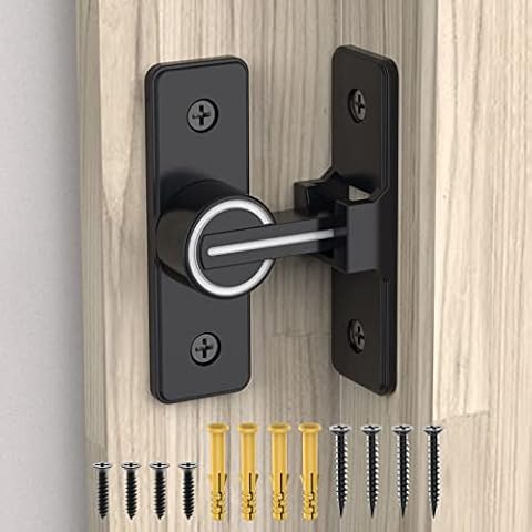 90 Degree Flip Barn Door Lock, Heavy Duty Gate Latches Flip Latch Safety Door Bolt Latch Lock, Sliding barn Door Lock Gate Latch Lock Suitable for Garden, Bathroom, Garage (1 Pack Luminous Black) Cover