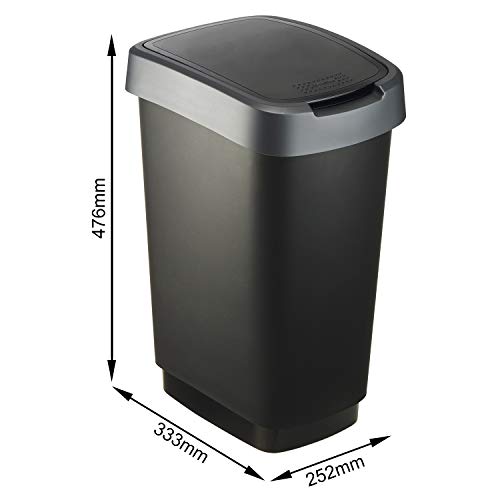 Rotho Mülleimer, Kunststoff, Silber/Anthrazit, 25 l – Bild 5