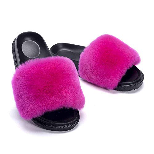 Image of YHQZNLXQ Sliders for Women, Slippers Warm Comfortable Soft For Women Slides Flip Flop Indoor Home Slippers Fluffy Sandals Winter Shoes for Indoor Outdoor Fashion Sandals
