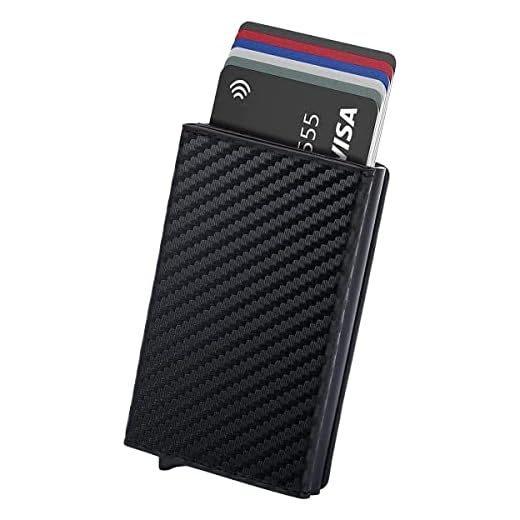 Hision Tarjeteros para Tarjetas de Credito, Automática Pop-up Billeteras de Protección RFID Cuero Cartera para Hombre y Mujer con Monedero