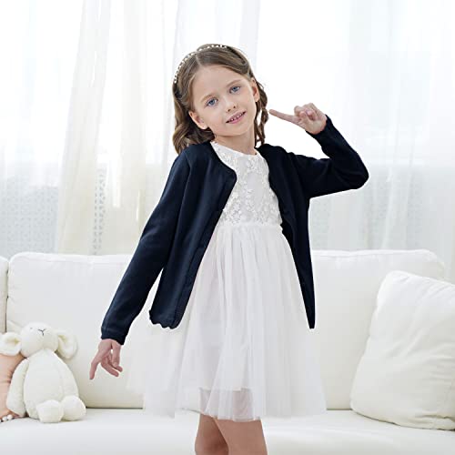 Girls’ Cardigan Sweaters Long Sleeve School Uniforms Kids Casual Open Front Button Down Knit Jackets Tops，Blue，7-8Years #TOP1