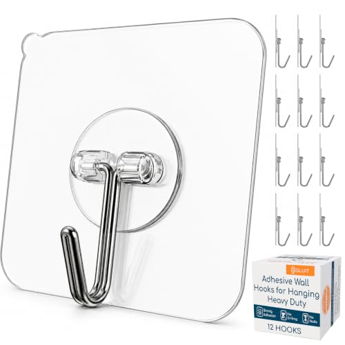 GLUIT Adhesive Wall Hooks for Hanging Heavy Duty 22 lbs...