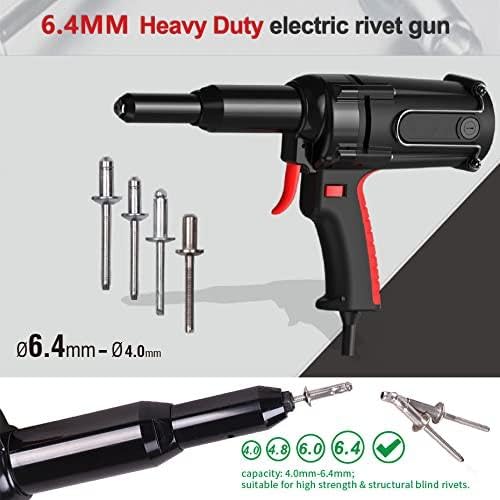 Przenośny elektryczny pistolet do nitowania, wytrzymały ręczny nitownica do metalu, tworzywa sztucznego, skóry, profesjonalne narzędzie do nitowania o zwiększonej mocy