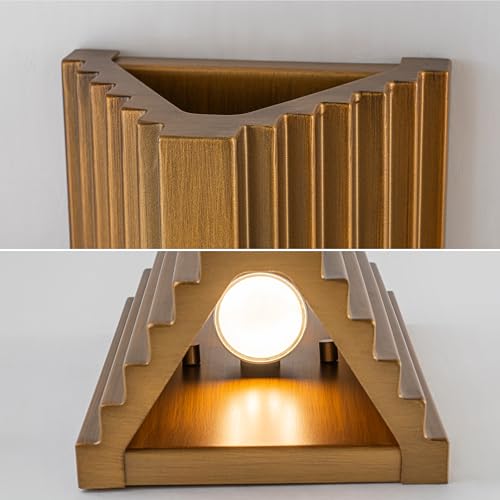 Image of 11 inch Modern Outdoor Wall Lights Hand-Brushed Vintage Gold LED Exterior Lighting Fixtures Outdoor Wall Sconce Light for House Exterior Garage Porch Patio