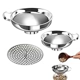 Metall Einmachtrichter - Küchenwerkzeug aus Edelstahl - 2-teiliges Set Trichter mit breiter Öffnung und Sieb | Zum Einkochen, Kochen, Backen, für Marmelade & Öl, Zucker, Mehl, Pulver & Körner, Flüssig