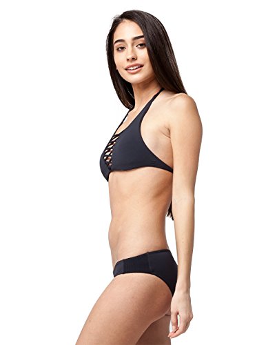 Billabong Women's Sol Searcher Strappy Crop Swimsuit Bikini Top, Black Sands, S
