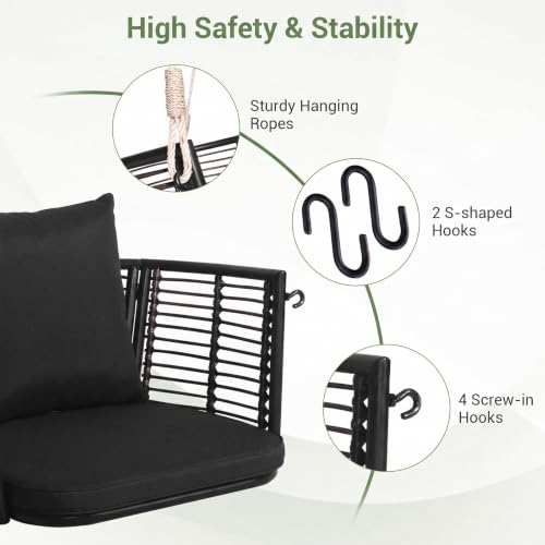 Image of Tangkula 2 Pack Outdoor Hanging Porch Swing with Cushions, Single Person