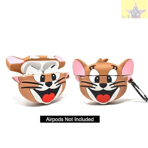 Image of Like Star (2024) Cartoon Design Case Cover for Apple AirPods Pro /Pro2, 360 Full-Body Protective Case Shockproof with Keychain Skin Protector Cover for Men and Women (TOM&JERRY) With (Cable Protector)