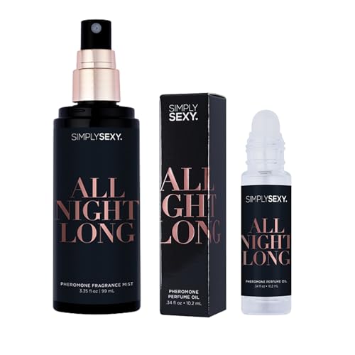 Pheromone-Infused Perfume and Scented Roll on Oil Fragrance - Body Mist & Roll on Perfume Oil Set for Women (All Night Long)