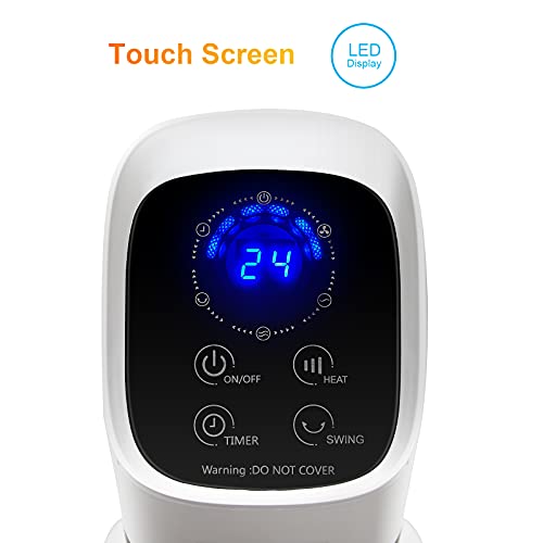 OZAVO Keramische ventilatorkachel, met afstandsbediening, 2000 W, PTC-ventilatorkachel, oscillatiefunctie, verwarmingsstanden, timer, verwarming, oververhitting, kantelbeveiliging - Afbeelding 6