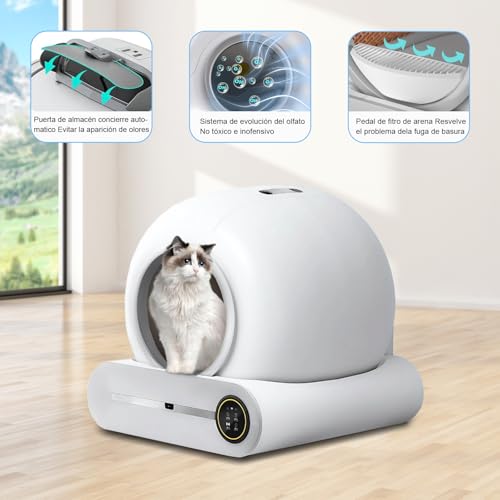INTELOCO Arenero para Gato Autolimpiable, Inteligente Arenero automatico Gatos Caja dearena Extragrande de 65L+9L Cuenta con esterilización, Control de aplicación - Imagen 6