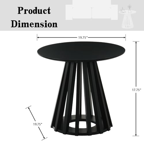 DUOMAY-Round Side Table-Natural Wood Accent