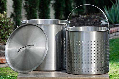 Barton Commercial Stainless Steel Stock Pot wSteamer Basket LidCover 20-Gauge Food-Grade 304 SS 104 Quart