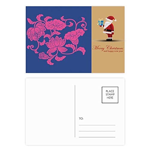 Cartes postales Père Noël japonais fleurs rouges - Lot de 20 correspondance