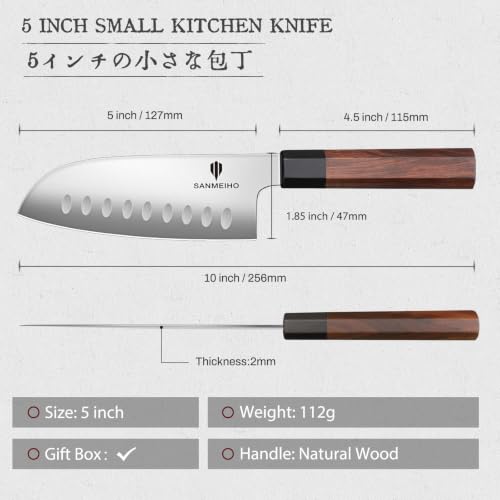 SANMEIHO 5 Inch Santoku Knife for Small Hands, Japanese High Carbon Steel by SANMEIHO - Used condition - Image 4