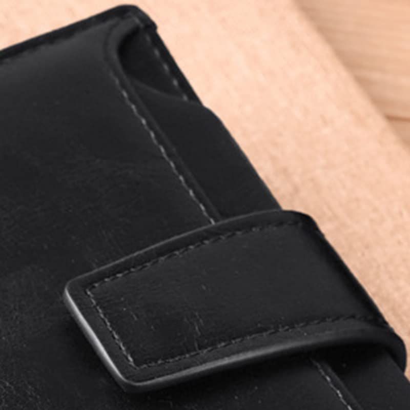 Small PU Leather Wallet for Men, Men Wallet Zipper No Degaussing Multi Screens Vertical Vintage Male Wallet for Travelling Working/537 (Color : Black)4