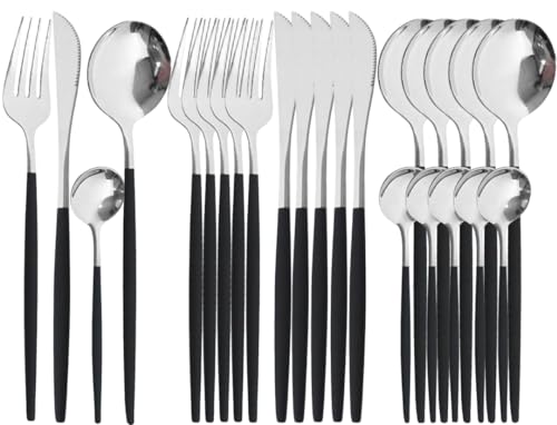 Reviews de Cubertería especial unificada Top 5. 48 Cubiertos, Cubiertos de Acero Inoxidable de 24 Piezas, Juego de Cubiertos para 6 Personas Incluye Cucharas, Cuchillos y Tenedores, Set de Cubiertos para Comer Aptas para el...