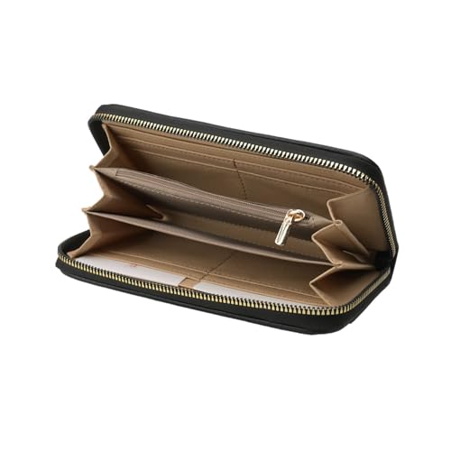 Laura Biagiotti Damski portfel z poliuretanu, portfel z zamkiem błyskawicznym, pęknięta tekstura z pudełkiem prezentowym, Czarny (Black), 19 cm, Classcio 1 Zip