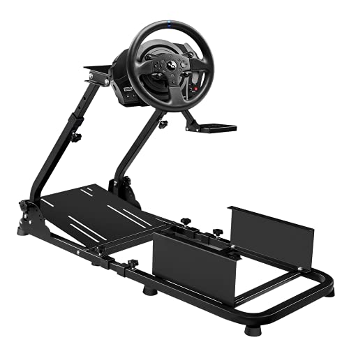 122 x 47 x 80 cm Foldable Racing Wheel Stand,flexible height adjustment Racing Simulator Steering Wheel Stand Compatible for T500RS , T80 , T150 , G25, G37, G29 T300RS Without Wheel、Pedals and seat