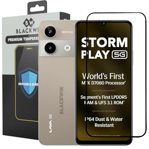 Image of Blackwik Tempered Glass Screen Protector for Lava Storm Lite 5G / Lava Storm Play with Edge-To-Edge Protector Coverage | Easy Installation Kit (Black)