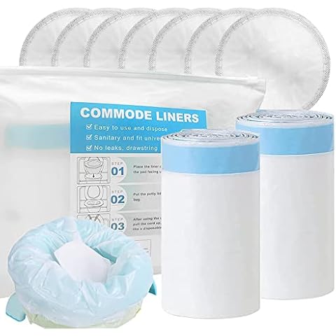 40 Pack Commode Liner with 40 Pack Absorbent Pads, Disposable Commode Liner Bags Super Absorbent Commode/Bed Pan Liners Disposable Waste Bags Fits Universal Commode Chair, Camping Toilet Bags Cover