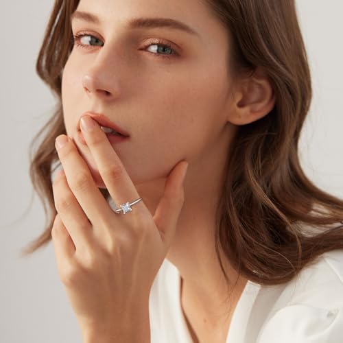 Ladylike 1-1.5CT Moissanite Engagement Rings for Women 18K Gold Plated Sterling Silver Six Prongs Round Cut Solitaire Moissanite Diamond Promise Rings D Color VVS1 Clarity Wedding Engagement And Anniversary4