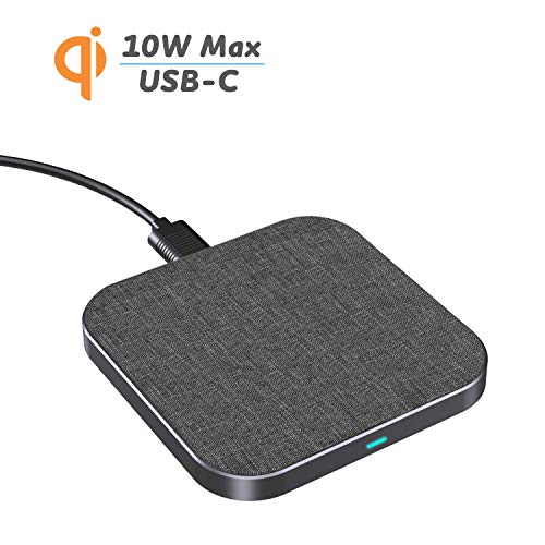 Hinyx Wireless Charger, 10W Kabelloses Ladegerät Qi Ladestation Schnellladen für Samsung S10/S10+/S9/S8, Huawei P30 Pro/Mate 20 Pro, 7.5W für iPhone 11/Pro/XS Max/XR/X/8/8 Plus/Airpods 2
