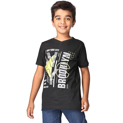 Image of TotzTouch Kids | Teen Boys Tshirt | Tee Shirt | t Shirt Premium Cotton Polo Style Rib Cuff V Neck Graphic Printed Half Sleeve Pack of 1