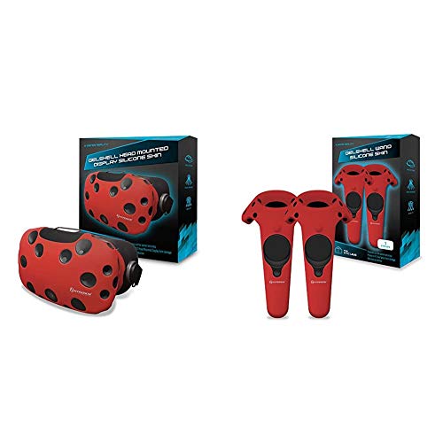 Hyperkin GelShell Headset Silicone Skin for HTC Vive (Red) & GelShell Controller Silicone Skin for HTC Vive Pro/ HTC Vive (Red) (2-Pack)