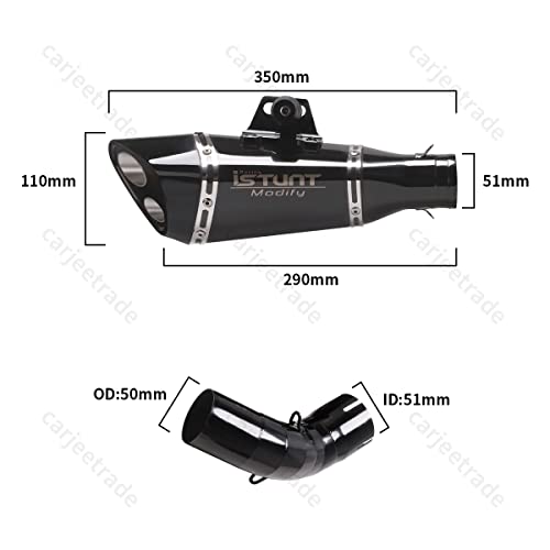Kajimotor Motorcycle Exhaust Slip On Muffler Silencer Tail Link Motorcycle Exhaust Tips Midpipe System For Kawasaki Z900 2017 2018 2019 2020 2021 2022 Black #TOP3