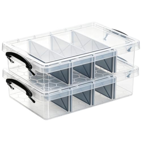 Image of Citylife 2PC Clear Craft Organizers and Storage with 3 Removable Dividers
