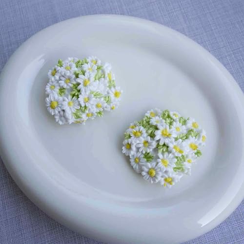 Imán decorativo de cerámica margarita blanca miniatura 3