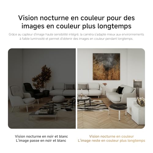 XIAOMI C201 1080p HD, caméra de sécurité, WiFi 6, 360° Panorama, Vision Nocturne Couleur, Protection Objectif, Audio bidirectionnel, babyphone, caméra Animaux, Compatible avec Alexa et Google
