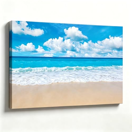 Plage océan bleu RGsixiot : le tableau horizontal pour mur vide et triste - 4
