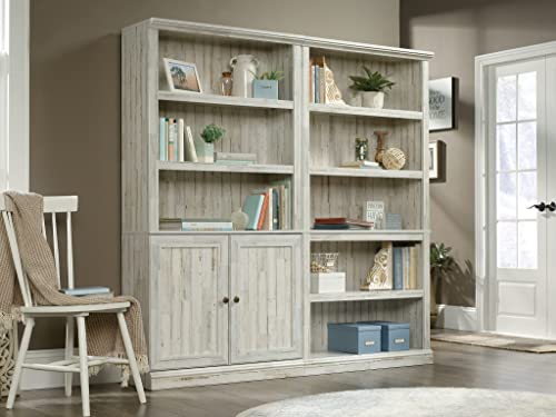 Sauder Miscellaneous Bookcase With Doors, L: 35.28" X W: 13.23" X H: 69.76", White Plank Finish #TOP3