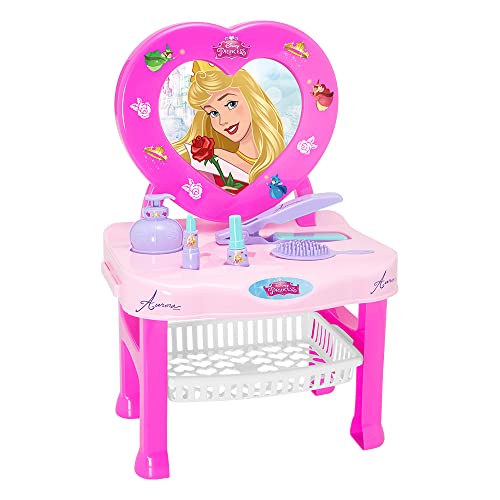 Mielle Brinquedos, Coleção Disney Princess, Princesa Aurora, Penteadeira com 6 peças, Rosa