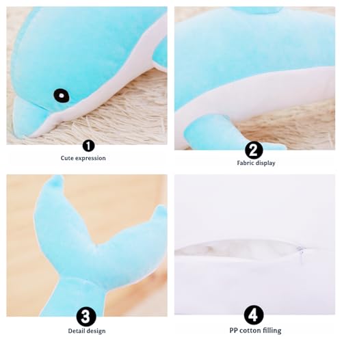 XIYUAN Dolphin Plush Pillow 27.5" Blue Dolphin Stuffed Throw Pillow Super Soft Sea Animal Plush Toys Dolls for Boys Girls Sleeping Cushion Gift by XIYUAN - Used condition - Image 4