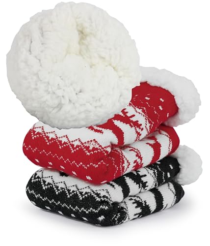Image of Slipper Socks for Women with Gripper - Winter Non Slip Thick Fuzzy Socks - Warm Cozy Christmas Gift