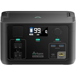 Arkpax Portable Power Station 300W, 600W Surge Solar Generator 192Wh | 1Hr Fast Charge, LiFePO4 Battery, 10ms UPS 120V AC Outlet for Camping Emergency CPAP Home Blackout(Solar Panel Optional)