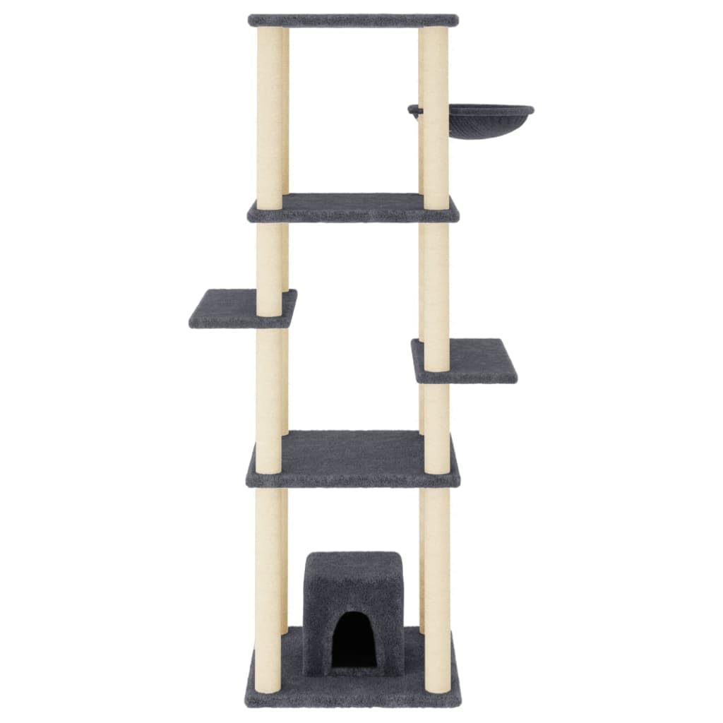 Tiragraffi con palo tiragraffi in sisal grigio scuro 154 cm, giocattolo per gattigio scuro 154 cm, giocattolo per gatti, giocattolo per gatti, tiragraffi per gatti, modello tiragraffi 172057