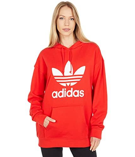 Image of adidas Originals Women's Adicolor Trefoil Hoodie, Red, XS