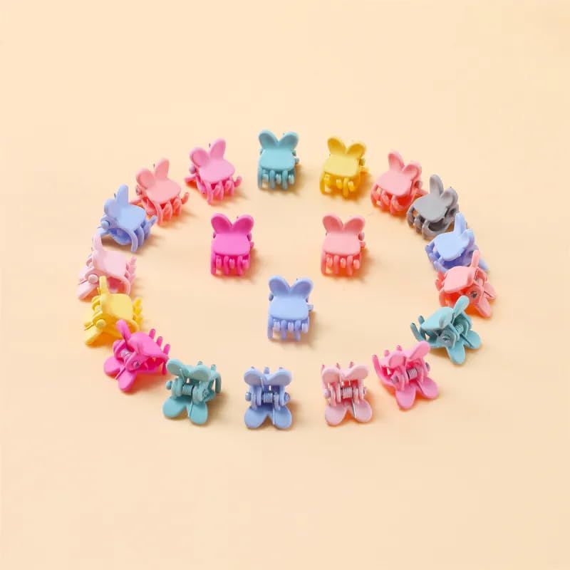 Image of NEOBABY Mini Colorful Rabbit Ears Design Tiny Hair Clip for Multiple Hair Styling | Hair Claws Accessories for Kids Baby Girls and Women's Candy Colors (Pack of 24)