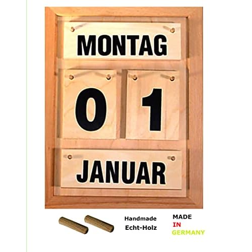 Dauerkalender im Halbformat aus Buchenholz | Handgefertigt | Zeitloses Design | Tagesstruktur | Vielseitig einsetzbar | Naturprodukt | Made in Germany | Für Zuhause, Büro, Praxis | Schwarz