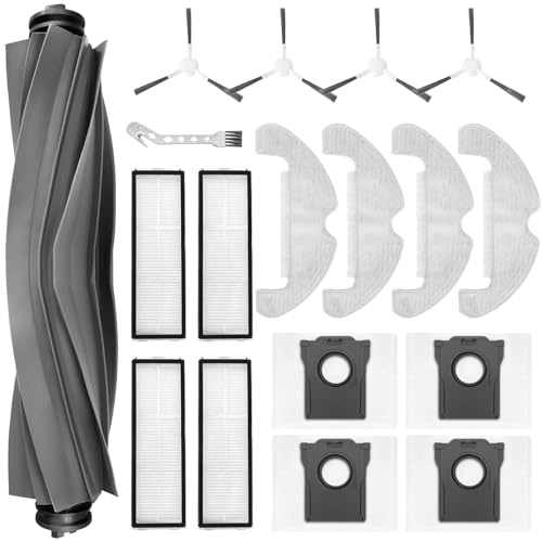 KimSin Accessoires pour Dreame D10 Plus Gen 2 aspirateur robot de rechange, Brosses à rouleau, 4 Chiffon, 4 sacs à poussière, 4 brosses latérales, 4 HEPA filtres