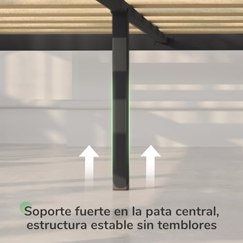 Miniatura 5 de Novilla Somier 180 x 200 con láminas de chopo, Altura 30 cm, Estructura de Cama 180x200 cm, con somier de láminas, Marco de Cama de Metal, para Adultos, niños y Adolescentes, fácil Montaje, Negro