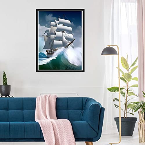 Skryuie Diy 5D Diamond Painting By Numbers Kits Landscape, Diamond Art Ocean Sailboat Crystal Embroidery Cross Stitch Art Craft Wall Sticker Decoration Wall Decoration 30X40Cm(12X16In) #TOP2