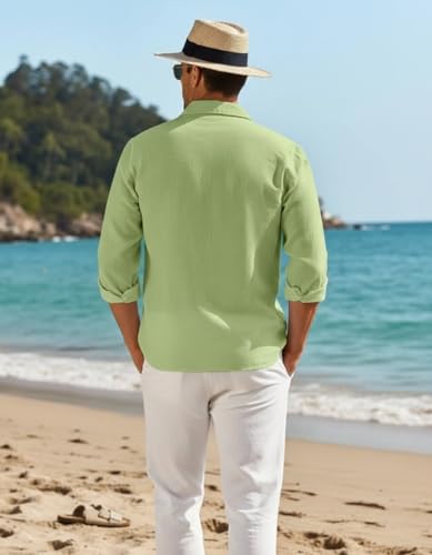 Image of Combo of Men's Casual Cotton Blend Shirt || Long Sleeve Button Down with Spread Collar | Lightweight Breathable Fabric | Stylish Solid Shirt for Beach, Office & Everyday Wear Pack of 2