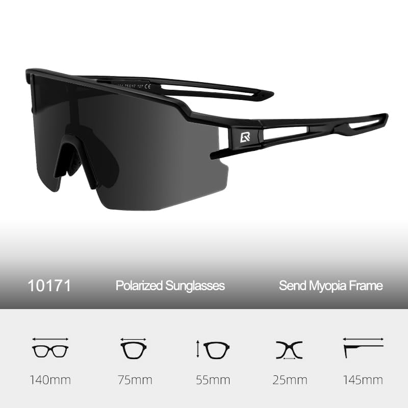 Image of ROCKBROS Polarized Sports Sunglasses Men Women - UV400 Protection Goggle with Myopia Frame for Running Cycling Driving