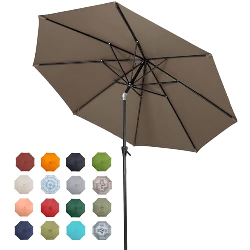 Tempera Patio Market Outdoor Table Umbrella with Push Button Tilt and Crank,Large Sun Umbrella with Sturdy Pole&Fade resistant canopy,Easy to set
