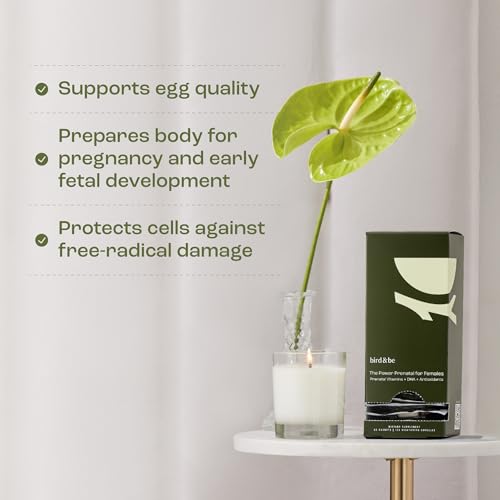 Image of bird&be The Power Prenatal for Females - Fertility Support with Algae Oil DHA (Omega-3), CoQ10 and N-Acetyl Cysteine - 30-Day Supply